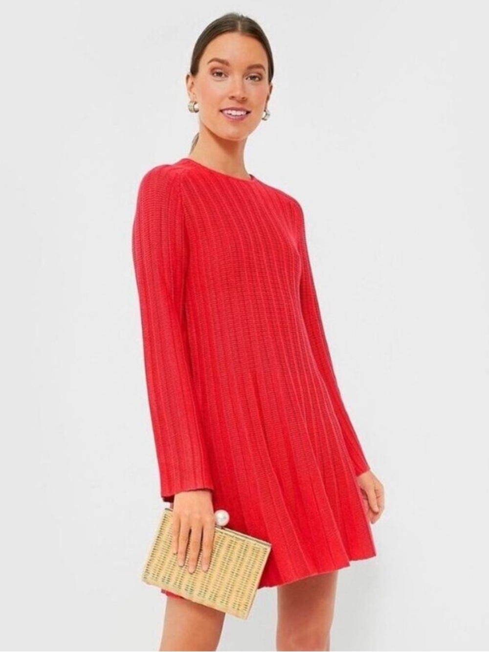 Tuckernuck Pomander Place Adi Bell Sleeve Red Knit Mini Dress Small NWT